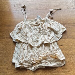 Kate Quinn Anchors Beige Sleeveless Ruffled onesie, 3-6m